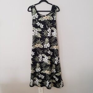 Vintage Looking Good Tropical Midi Maxi Dress MEDIUM Resort Vacation Back Tie